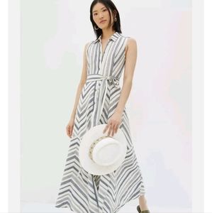 Maeve Anthropologie Coastal Stripe Maxi Shirtdress